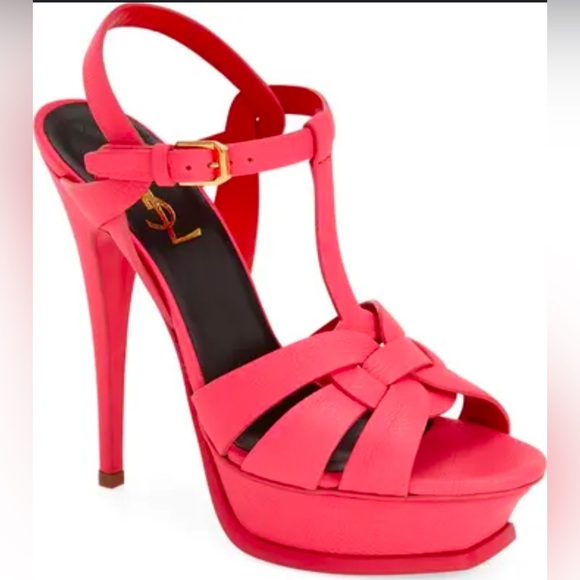 Saint Laurent Tribute T-Strap Platform Sandal heels - Picture 1 of 12